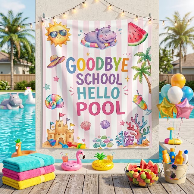 Hello Pool Party Stripes Tapestry (Creator Uploaded)