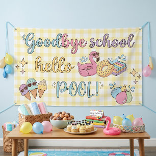 Hello Pool Party Yellow Caro Banner