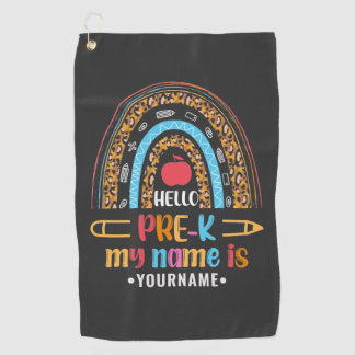 Hello Pre K Back to School Preschool Gifts Golf Towel