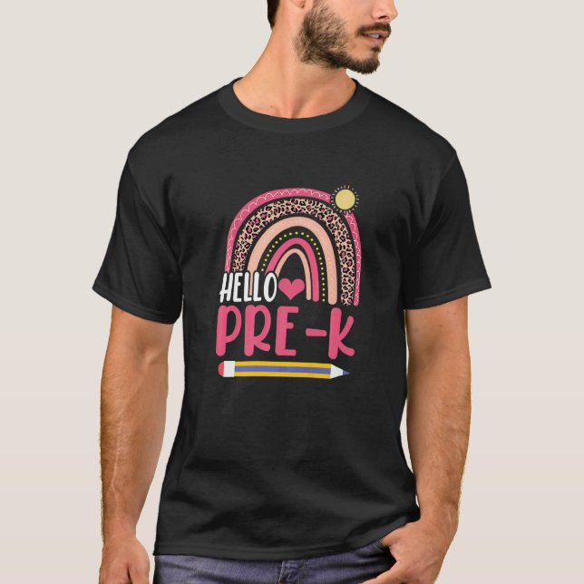 Hello Pre K Back To School Rainbow   T-Shirt (Front)