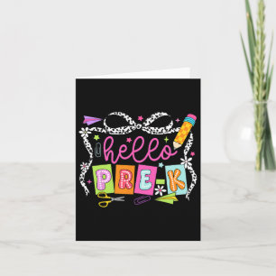 Hello Pre-k Back To School Teacher Girl Coquette B Card