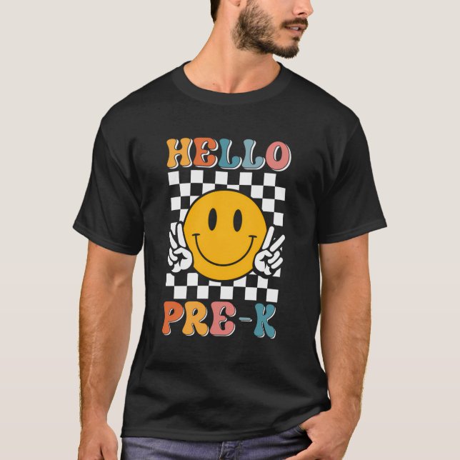 Hello Pre-K Back To School Teacher Student Pre-Kin T-Shirt (Front)