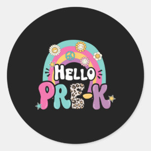 Hello Pre-K Back To School Teachers Kids First Day Classic Round Sticker
