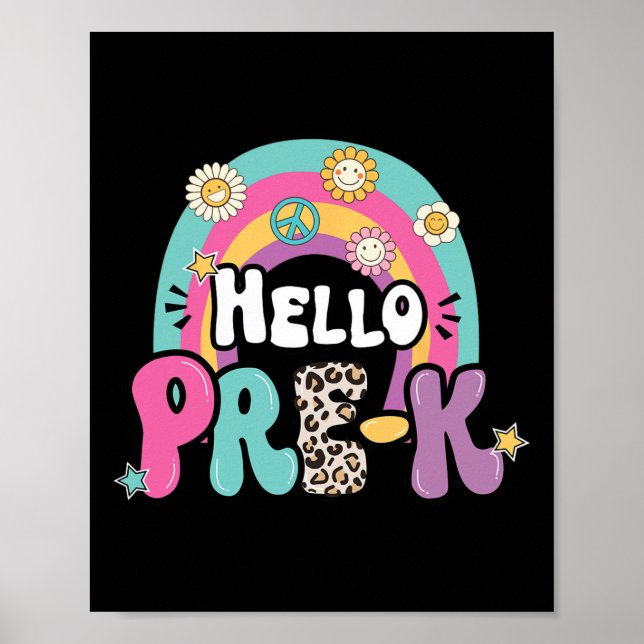 Hello Pre-K Back To School Teachers Kids First Day Poster (Front)