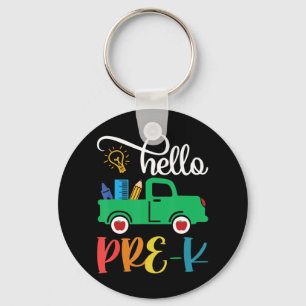 Hello Pre K Back To School Truck For Teacher Girls Keychain