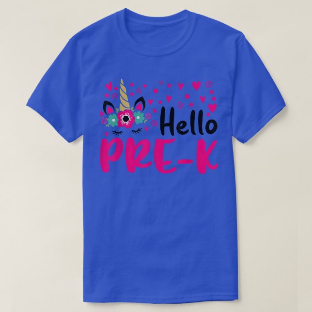 Hello Pre K Back To school  Unicorn Flower Womens  T-Shirt (Design Front)