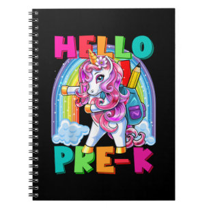 Hello Pre-K Flossing Unicorn Back to School Shirt Notebook