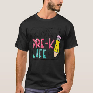 Hello Pre K Grade Pencil Back To School Teacher Ki T-Shirt