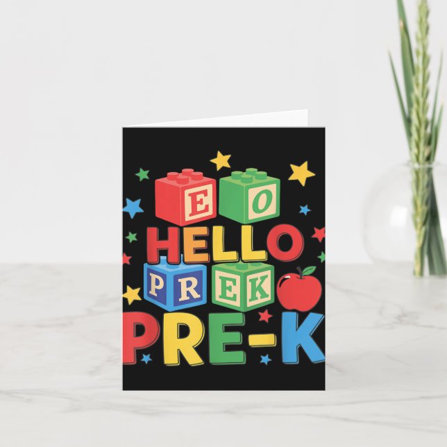 Hello Pre-k _ Happy First Day Of Back To School Cu Card (Front)