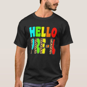 Hello Pre K Leopard Back To School First Day T-Shirt