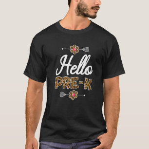 Hello Pre K Leopard Back To School Teacher Student T-Shirt
