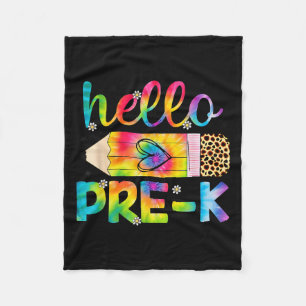 Hello Pre-k Pencil Tie Dye Back To School Pre-k  Fleece Blanket