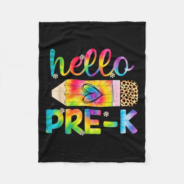 Hello Pre-k Pencil Tie Dye Back To School Pre-k  Fleece Blanket (Front)