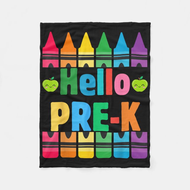 Hello Pre-k Pencils Back To School Teacher Student Fleece Blanket (Front)