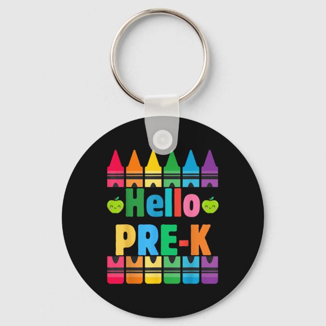 Hello Pre-k Pencils Back To School Teacher Student Keychain (Front)