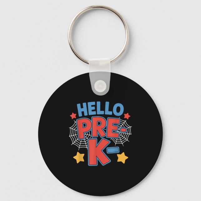Hello Pre-k Preschool Squad Spider Back To School  Keychain (Front)