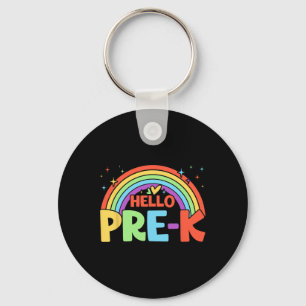 Hello Pre-k Rainbow Teacher Squad Back To School  Keychain