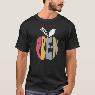 Hello Pre K Students Teacher Apple Back To School  T-Shirt