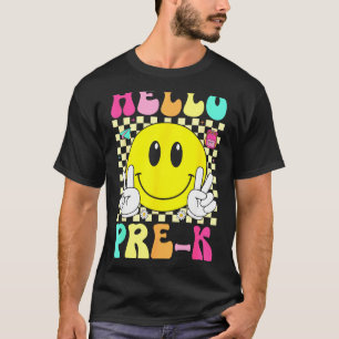 Hello prek teacher retro smile face back to school T-Shirt