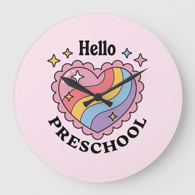 Hello Preschool | Back to School Preschool Large Clock (Front)