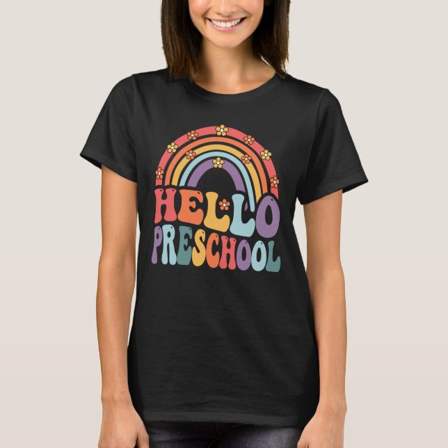 Hello Preschool Boho Rainbow Back To School T-Shirt (Front)