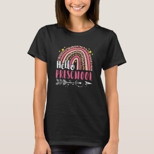 Hello Preschool Boho Rainbow Teacher Back To Schoo T-Shirt