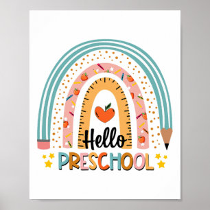 Hello Preschool Boho Rainbow Teacher Ck To School  Poster