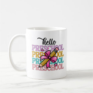 Hello Preschool Colourful School Teacher Pencil Coffee Mug