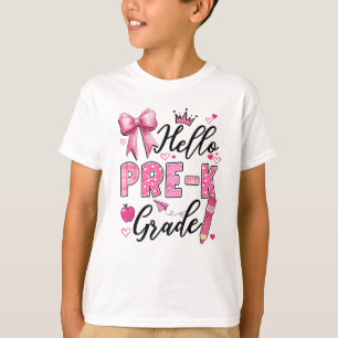 Hello Preschool First Day Of School Coquette Teach T-Shirt