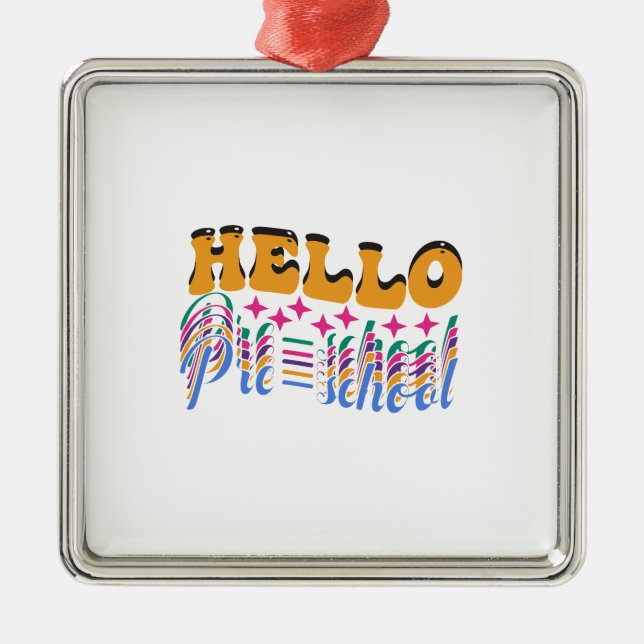 Hello Preschool Metal Ornament (Front)