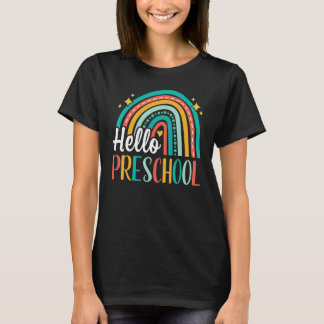 Hello Preschool Rainbow for Teachers Girls Kids Fi T-Shirt