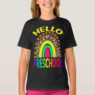 Hello Preschool Rainbow Leopard Back To School T-Shirt