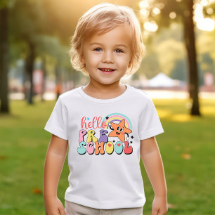 Hello Preschool Retro First Day Rainbow and Stars Toddler T-shirt