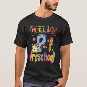 Hello Preschool Retro Teacher Toddler Girls Back T T-Shirt