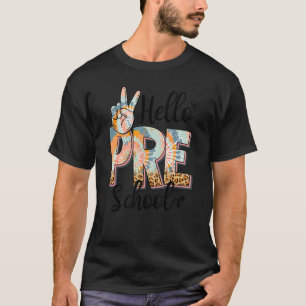 Hello Preschool Teacher Boho Leopard First Day Of T-Shirt