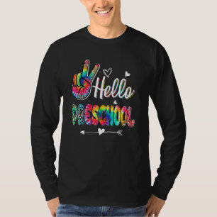 Hello Preschool Tie Dye Leopard Graphic Back To Sc T-Shirt