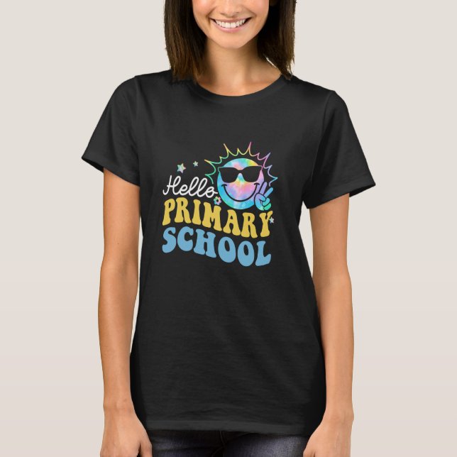Hello Primary School Fun Colourful Back to School  T-Shirt (Front)