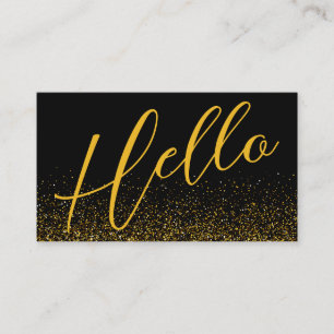 Hello   Professional Modern Script Gold Glitter Business Card