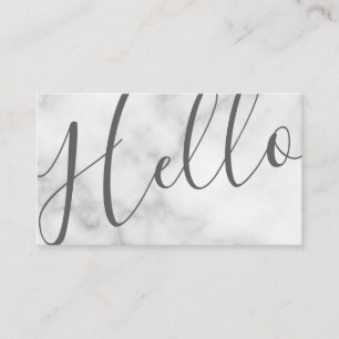 Hello Professional Modern White Marble Business Card