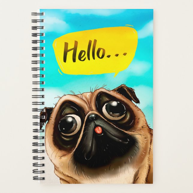 Hello Pug Gift Idea, Pug Owner, Dog Lover Gift Planner (Front)