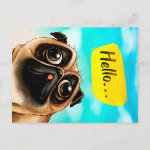 Hello Pug Gift Idea, Pug Owner, Dog Lover Gift Postcard