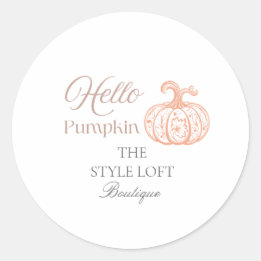Hello Pumpkin Autumn Branding for Boutique Shop Classic Round Sticker