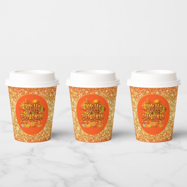 Hello Pumpkin Autumn Customize Colour Paper Cups (Multi)