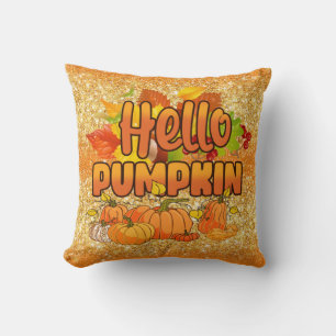 Hello Pumpkin Autumn Customize Colour Throw Pillow