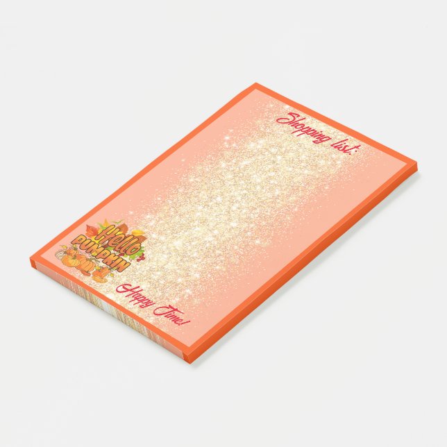 Hello Pumpkin Autumn Customize Text and Colour Post-it Notes (Angled)