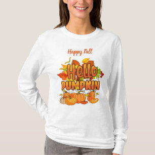 Hello Pumpkin Autumn Customize Text T-Shirt