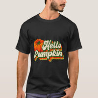 Hello Pumpkin Autumn Fall Matching Family Retro Th