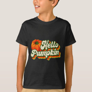 Hello Pumpkin Autumn Fall Matching Family Retro Th T-Shirt