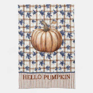Hello Pumpkin Autumn Farmhouse Custom  Kitchen Towel