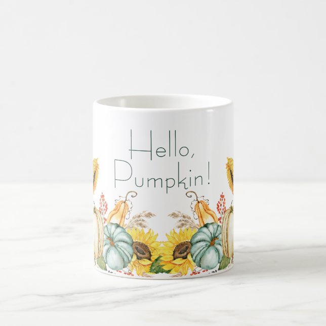Hello Pumpkin Boho Watercolor Coffee Mug (Center)